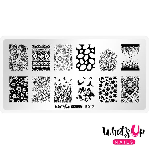 Whats Up Nails B017 Spring Elation Metal Stamping Plate for Easter Nail Art Design