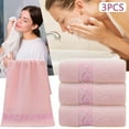 thumbnail image 4 of Cotton Bath Towels For Bathroom, Bath Sheet, Bath Towels 3 Pack Towel Set Soft Absorbent Face Hand Bath Towels, 13" X 29", Pink, 4 of 6