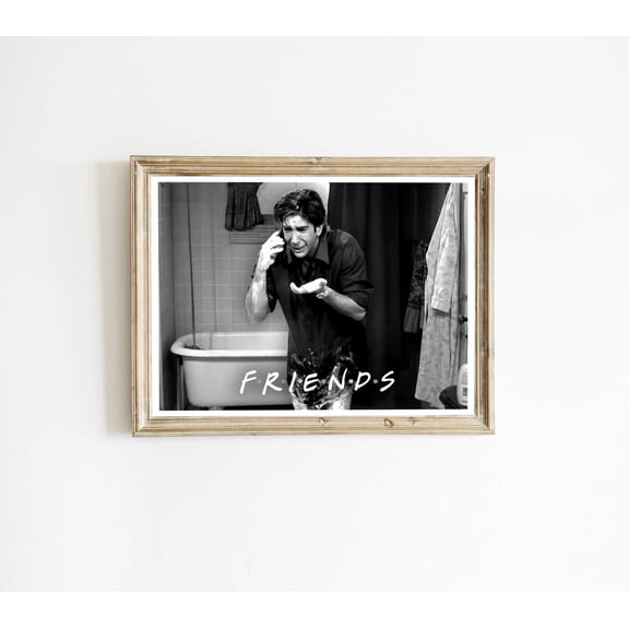 Friends Bathroom, Funny Bathroom Decor, Black and White, Toilet Print, Restroom Decor, Toilet Humor, Bathroom Wall Art, Unframed Poster Size 8x12
