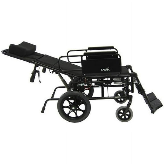 Karman Healthcare KM5000F-TP KM5000 18 in. seat Lightweight Reclining Transport Wheelchair with Removable Desk Armrest