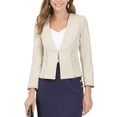 thumbnail image 5 of MODA NOVA Junior's Open Front Zipper Collarless Solid Cropped Blazer Beige XXL, 5 of 5