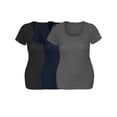 thumbnail image 5 of Emmalise Women's Short Sleeve Tshirt Scoop Neck Tee Value Set (3Pk, Blk, Navy, Charcoal, XXX-Large), 5 of 6