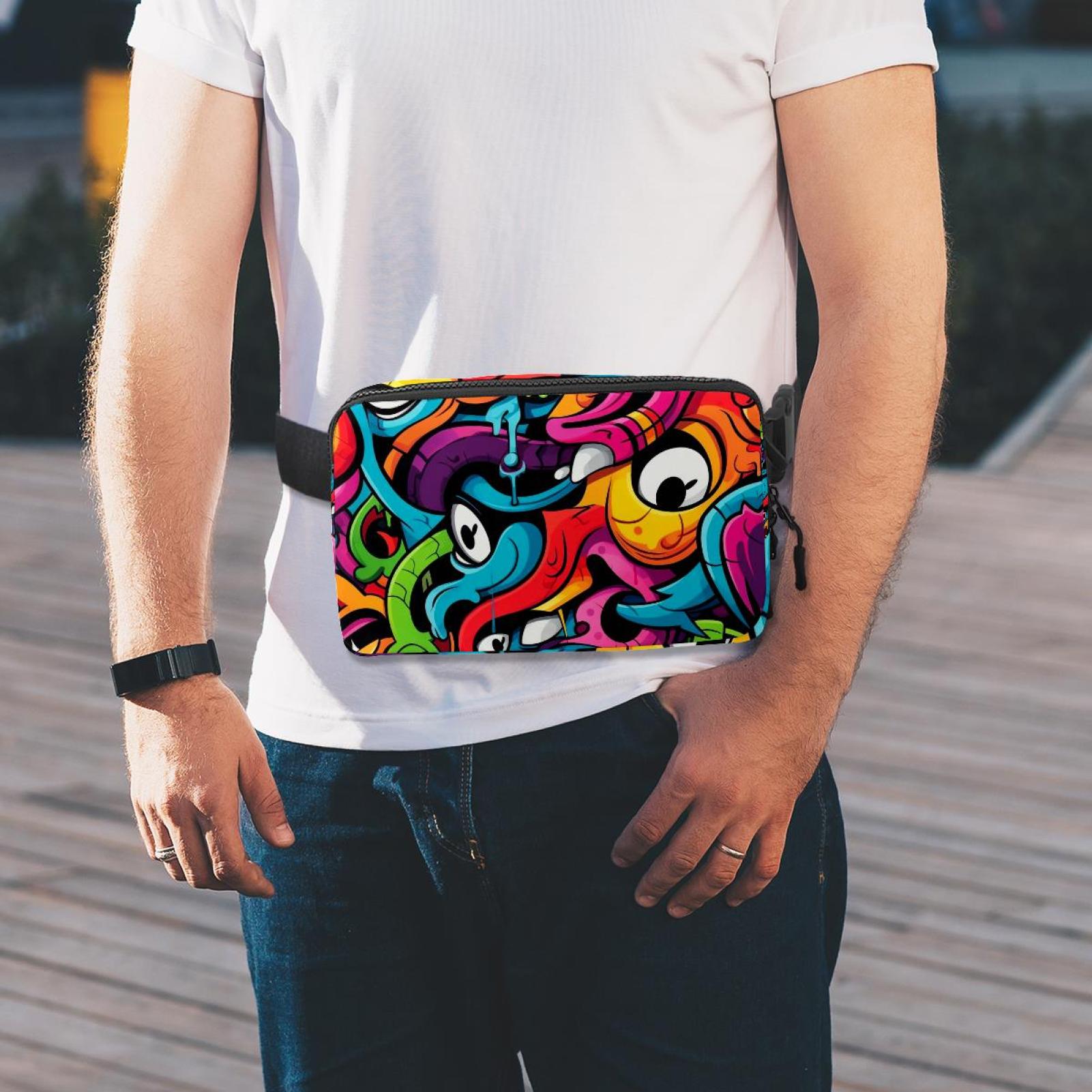 Graffiti Lightweight Adjustable Waist Bag Fanny Pack with Extension Strap - Unisex Fitness Running Belt