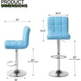 thumbnail image 3 of YSNW Bar Stools Set of 2, PU Leather Counter Height Barstools Armless Adjustable Swivel Bar Chairs with High Back for Home Kitchen Pub, Sky Blue, 3 of 18