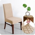 thumbnail image 6 of 100% Waterproof Dining Room Chair Covers Set of 4, Super Fit Stretch Jacquard Parson Chairs Slipcovers Removable Washable Chair Seat Protectors for Home, Kitchen, Banquet (Beige), 6 of 7