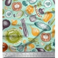 thumbnail image 1 of Soimoi Green polyester Crepe Fabric Mixed Vegetable Printed Craft Fabric by the Yard 42 Inch Wide, 1 of 3