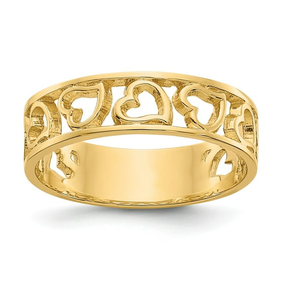 14K Yellow Gold Ring Band Themed Heart
