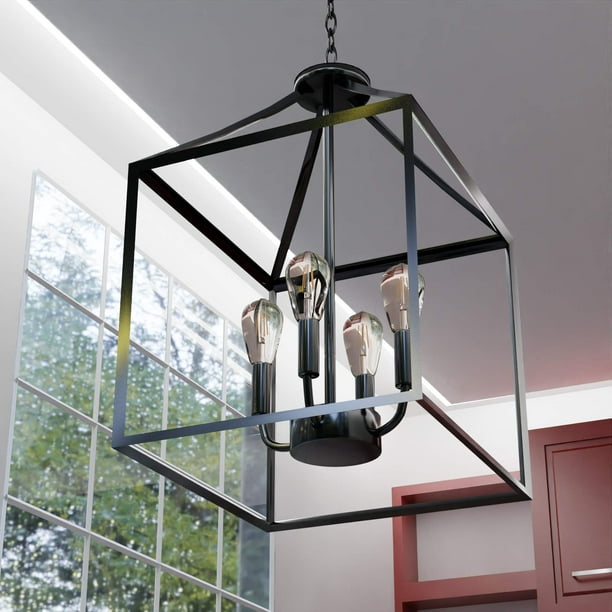 Terrain Vision 4 Light Chandelier Black, Modern Farmhouse Light Fixtures For Dining Room