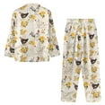 thumbnail image 3 of DISNIMO Rooster Flower Printed Womens 2 Piece Pajama Sets Long Sleeve Top Wide Leg Pants Button Up Lounge Wear Sets Oversized Comfywear Loose Fit Nightwear with Pockets, XL, 3 of 7