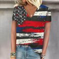 thumbnail image 1 of Fiudx Camisetas para Mujer Tops con Cuello En V de Manga Corta Estampados Del Día de La Independencia para Mujer, 1 of 4