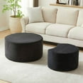 thumbnail image 6 of Resenkos Nesting Coffee Table Set of 2, Upholstered Round Foam Tables for Living Room, Side/End Table Ottoman, No Assembly - Black, 6 of 20