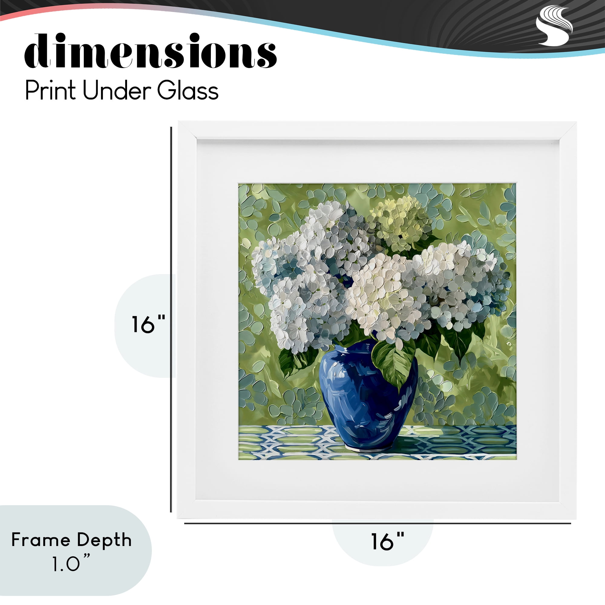 Stupell Industries White Hydrangeas in Blue Vase White Framed Print Under Glass, design by Gina Kelly
