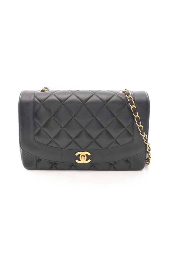 Pre-Owned Chanel Matelass Diana Flap Shoulder Bag/Handbag, Lambskin Leather, Women's, Black...