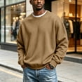 thumbnail image 5 of Sweatshirts for Men Crewneck Oversized Long Sleeve Pullover Casual Solid Color Warm Fall Winter Fashion Tops Khaki XL, 5 of 5