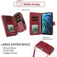 thumbnail image 5 of Dswteny Argyle Wallet Case for TCL 30XE/30V/4X/20AX/20A/20R/Bremen 5G with Wrist Strap Shoulder Strap Zipper Flip Credit Cell Phone Cover for TLC T601DL 30 XE XE5G V 20 AX R A 6.67 Women Girls Red, 5 of 8