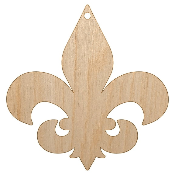 Fleur de Lis Solid Wood Holiday Christmas Tree Ornament Unfinished DIY Pre-Drilled Craft