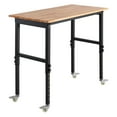 thumbnail image 1 of KFFKFF Établi Réglable sur Roues, Capacité de 1500 Lb, Établi avec Dessus en Bois de Chêne de 48 x 24 Pouces avec Réglage de Hauteur de 28,5 à 42,3 Pouces, Table de Travail en Bois Dur et Robuste, 1 of 9