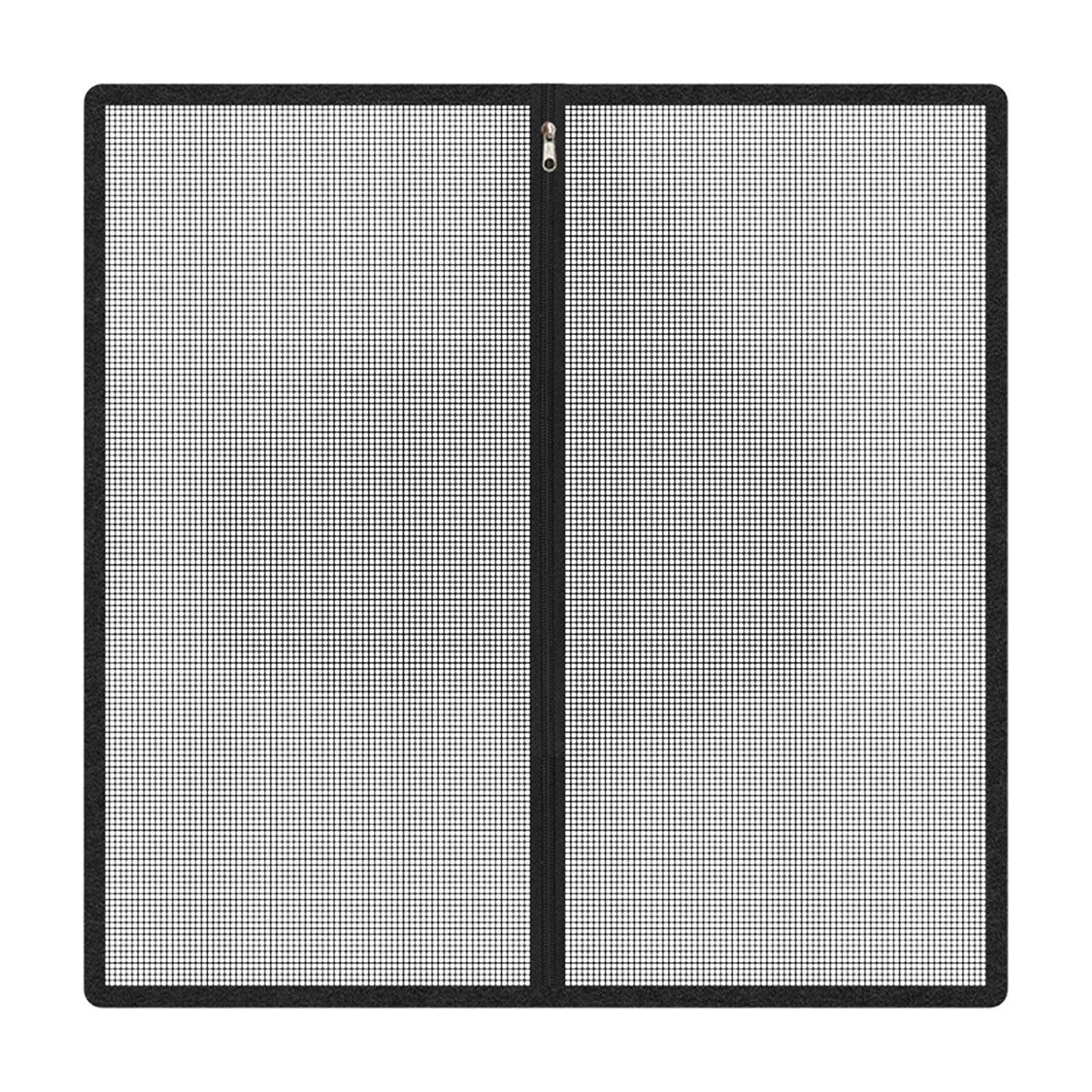 cpengpj No Drill Pet Barrier with Zippered Door, Black Polyester Mesh Gate for Cats and Dogs, Escape Proof, Easy Installation, Home Safety, 85x85cm