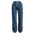thumbnail image 4 of Lopecy-Sta Pants for Women Jogger Cargo Pants Elastic Drawstring Waist Multi Pockets Relaxed Fit Daily Wear Workout Trousers for All Seasons, 4 of 7
