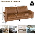 thumbnail image 2 of AECOJOY 79" Faux Leather Sofa 3 Seater Couch Loveseat Living Room Furniture for Appartment& Office in Brown, 2 of 7