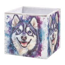 Cabinet Storage Basket 15.75x10.63x6.96 Inches Storage Box Foldable, Storable and Easy to Assemble ，Open Home Storage Bins ，Closet Storage Bins Beautiful Husky Dog
