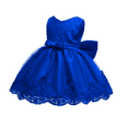 thumbnail image 3 of IBTOM CASTLE Baby Girl Christening Baptism Gowns with Headband Bowknot Pageant Wedding Birthday Princess First Communion Ruffle Tutu Dress 6-9 Months Royal Blue, 3 of 8