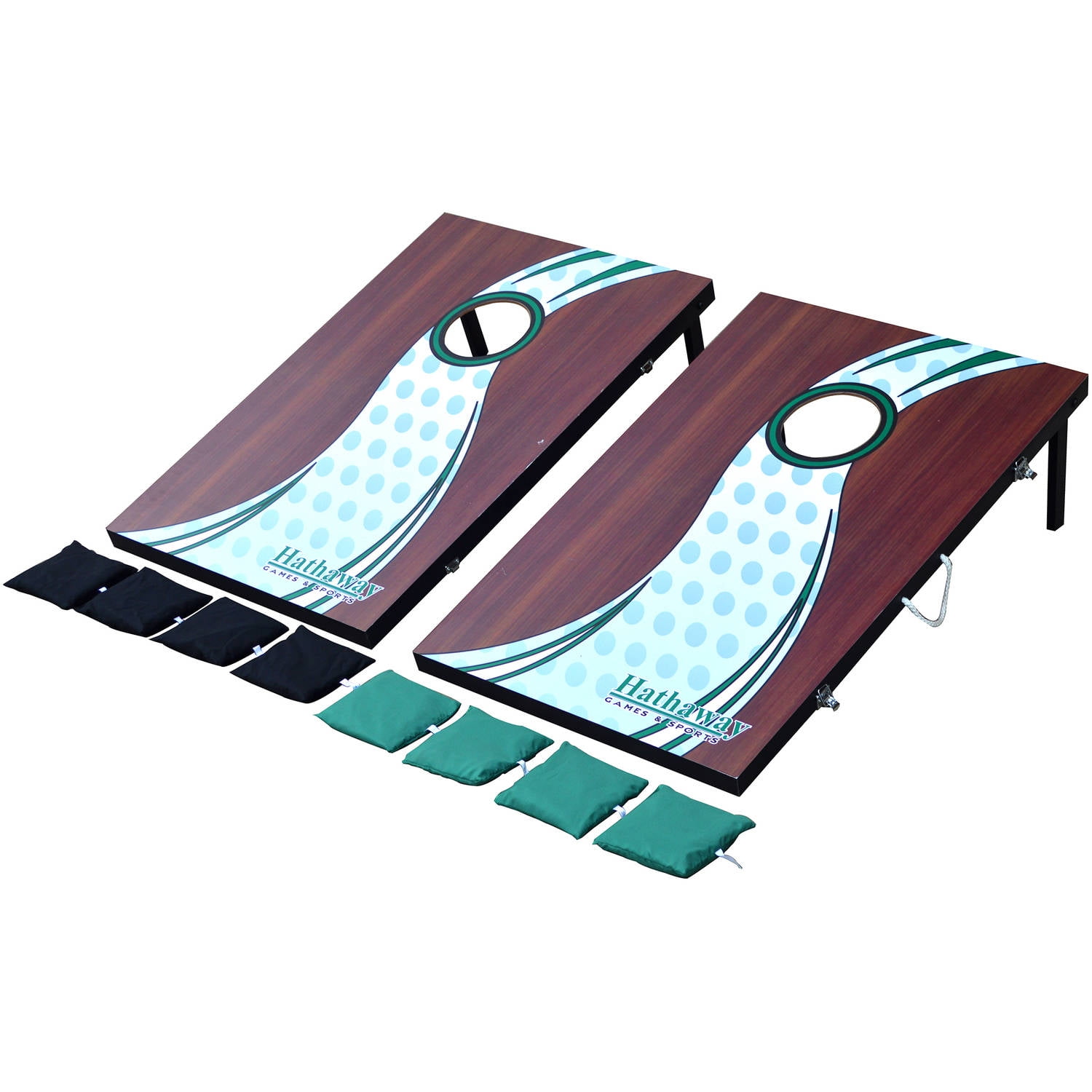 Hathaway Cornhole Beanbag Toss Game Set w 2 Target Boards & 8 Bags Multicolored by Blue Wave Products
