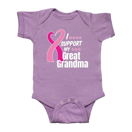 

Inktastic Breast Cancer Awareness I Support My Great Grandma Gift Baby Boy or Baby Girl Bodysuit