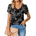 thumbnail image 2 of Hibeli Womens Summer Tunics Tops Floral Print Short Sleeve Casual T-Shirts V Neck Lightweight Cute Blouse, 2 of 5