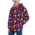 thumbnail image 2 of Sikiie Colorful Hearts Youth Hoodie Sweatshirt Pullover Hooded Classic Casual Essentials Hoodiefor Boys Girls Kids -Medium, 2 of 6