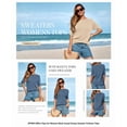 thumbnail image 4 of BTFBM Short Sleeve Sweater for Women Spring Tops Crew Neck Lightweight Pullover Loose Dressy Casual Blouse Basic Clothes, 4 of 9