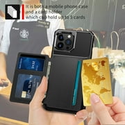 iPhone 14 Pro Max Wallet Case, Shockproof Rubber Card Holder Wallet PU Leather Back Phone Case Kickstand Protective Scratch Hybrid Bumper Shell for Apple iPhone 14 Pro Max 6.7 inch, Black