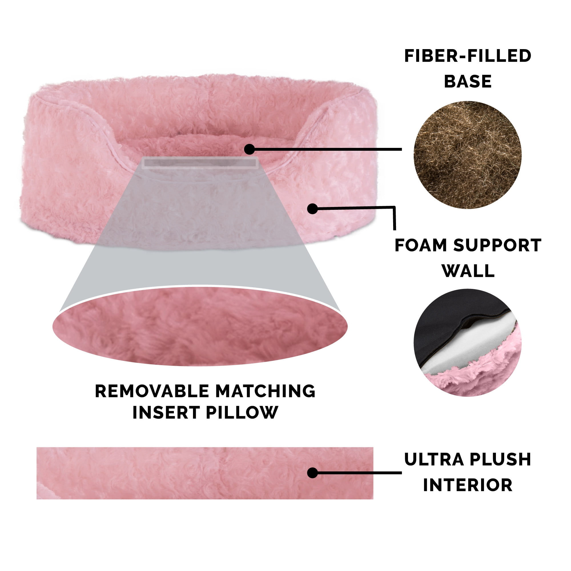 FurHaven Pet Products Ultra Plush Oval Pet Bed for Dogs & Cats - Strawberry, Large
