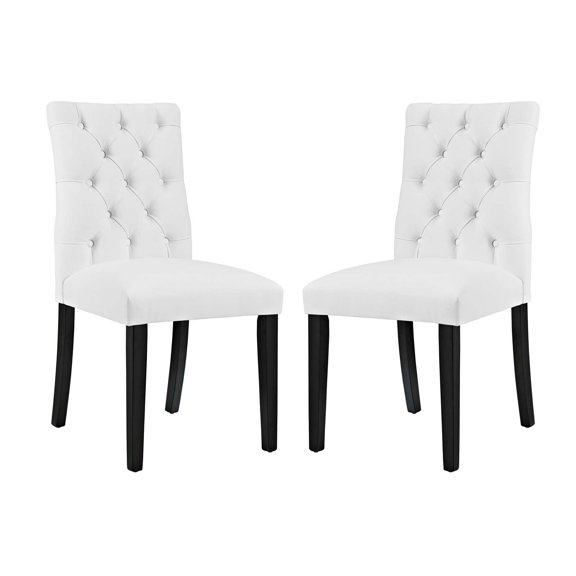 Modway Duchess 21" Modern Style Vinyl Dining Chair in White (Set of 2)