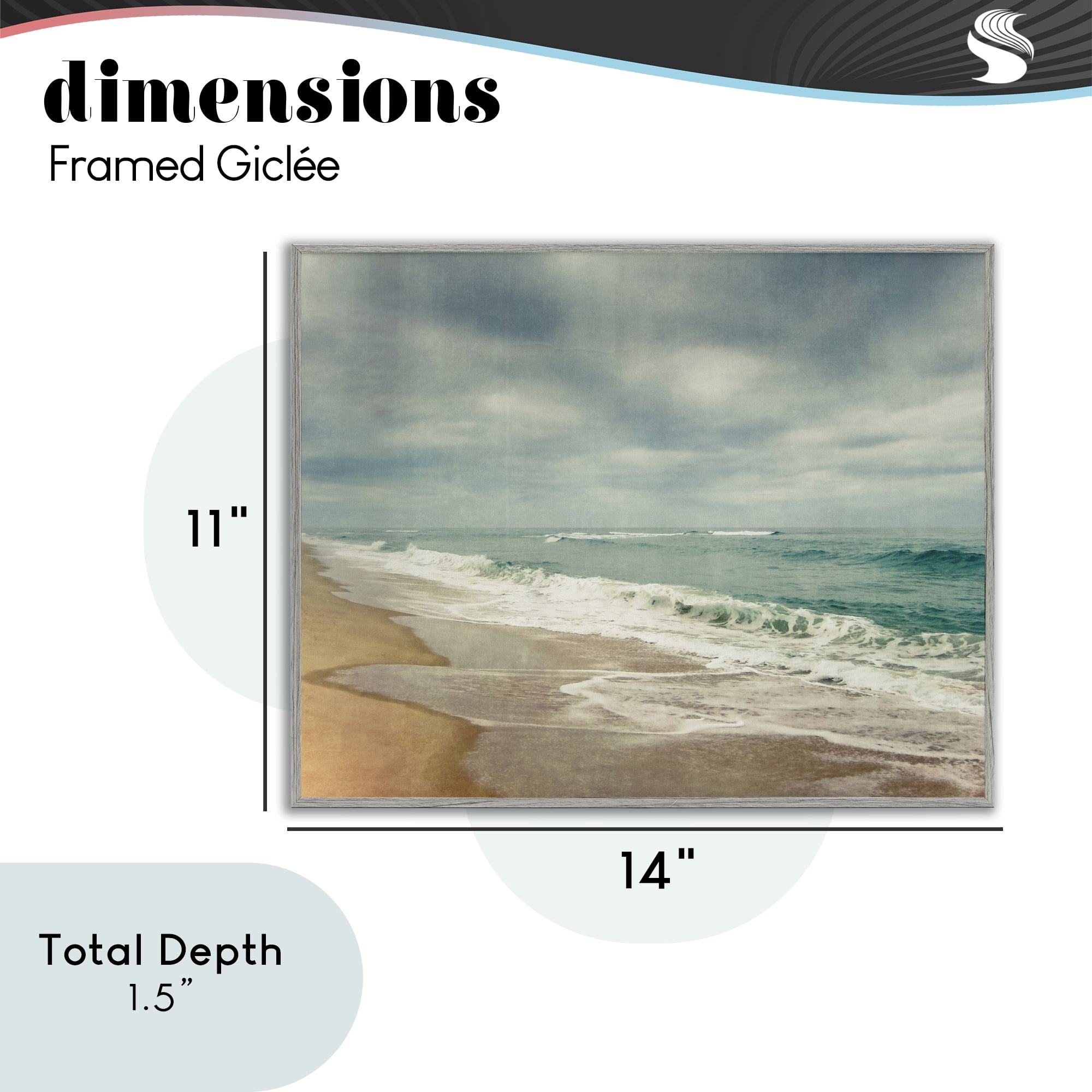 Stupell Industries Tranquil Waves Along Sandy Coast Gray Framed Giclee Art, design by Dirk Wüstenhagen