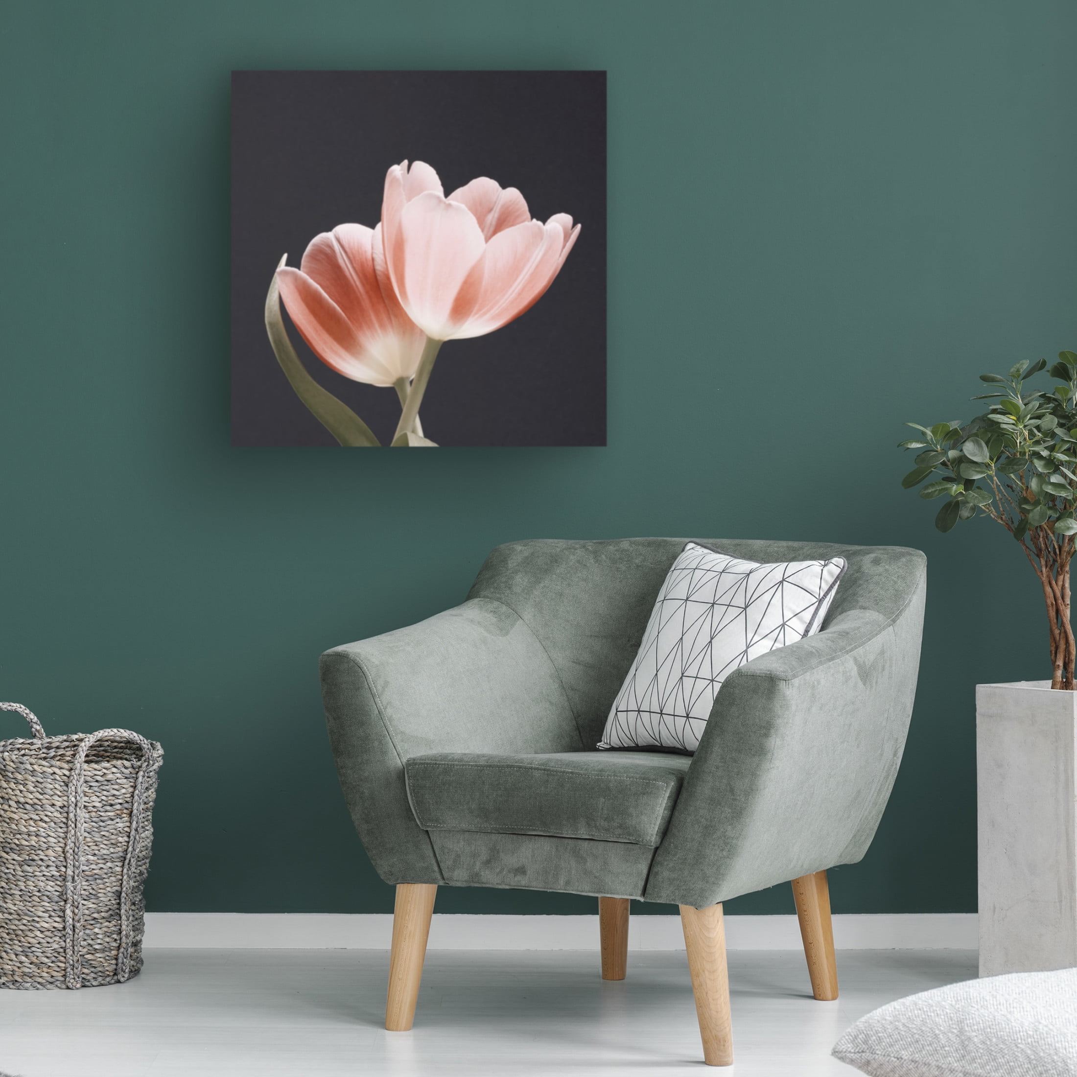 Canvas Wall Art - Bilge Paksoylu 'Soft Pink Grey Bg' Wall Art for Living Room, Bedroom, or Office D?cor by Trademark Fine Art - 18 x 18 Inches