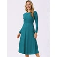 thumbnail image 2 of DARING DIVA Long Sleeve Crew Neck Knit A-Line Midi Dress L Lake Blue, 2 of 7