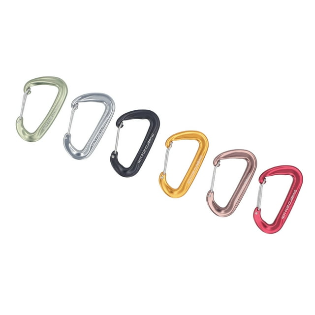 Caribeener Clips, 6 mosquetones con anillo en D, mosquetón con anillo en D, gancho de resorte, diseño de clase mundial
