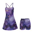 thumbnail image 2 of KEIAHUAN Purple Marble Pattern Golf Dress for Women with Pocket Moisture Wicking 2 Piece Golf Outfits Backless Tennis Dress with Shorts Spaghetti Strap Athletic Dresses Medium, 2 of 7