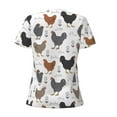 thumbnail image 3 of Goofa Retro Rooster Pattern Womens Deep V Neck Low Cut Tops Casual Summer Short Sleeve Ribbed Knit T-Shirts-Small, 3 of 5