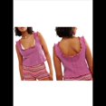 thumbnail image 3 of Camisola de Punto con Tirantes Anchos y Cuello Cuadrado Sin Mangas para Mujer, , de Verano Rosa Roja L, 3 of 8