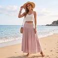 thumbnail image 4 of Women's Bohemian Style Elastic Waist Band Cotton Linen Long Maxi Skirt Dress, 4 of 6