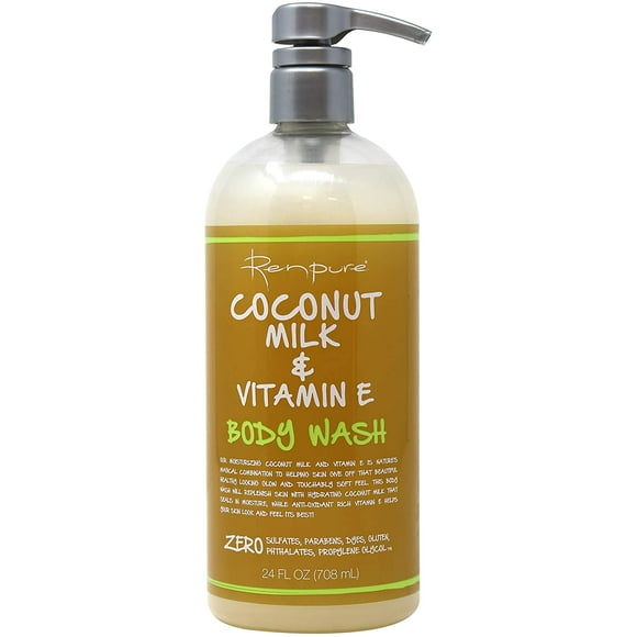 RENPURE Gel de baño con leche de coco y vitamina E, 24 onzas líquidas