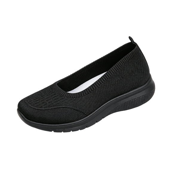 Women's Breathable Knit Slip-On Sneakers - Lightweight Casual Walking Shoes, Non-Slip Comfort Flats 39