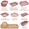 thumbnail image 6 of HONGBAKE Bakeware Sets, Baking Pans Set, Nonstick Oven Pan for Kitchen with Wider Grips, 10-Piece Including Rack, Cookie Sheet, Cake Pans, Loaf Pan, Muffin Pan, Pizza Pan - Pink, 6 of 8