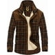 thumbnail image 1 of Chaqueta informal de franela a cuadros con botones y forro polar cálido para exteriores para hombre con bolsillos laterales, 1 of 4