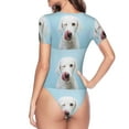 thumbnail image 4 of Gaeub Puppy Licks Nose Women'S Short Sleeve One Piece Swimsuit Sexy High-Waisted Bodysuit For Swimming, Beach, Sports - Small, 4 of 9
