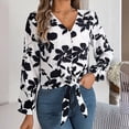 thumbnail image 2 of OBEEII Tops for Women Fall Winter Long Sleeve Casual Blouse Fashion Floral Shirts Trendy V Neck Button Down T Shirts, 2 of 7