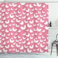 thumbnail image 1 of Birds Shower Curtain, Poultry Concept Abstract White Silhouettes of Fluffy Chickens and Tiny Sparrow Birds, Fabric Bathroom Set with Hooks, 69W X 84L Inches Extra Long, Multicolor, by Ambesonne, 1 of 3