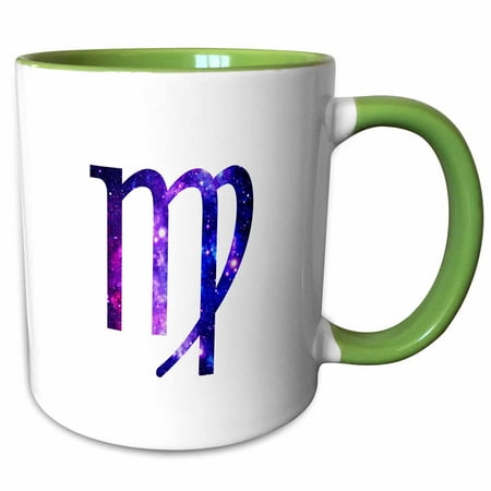 - 3dRose Virgo horoscope symbol - purple zodiac glyph astrological star sign - Two Tone Green Mug, 11-ounce